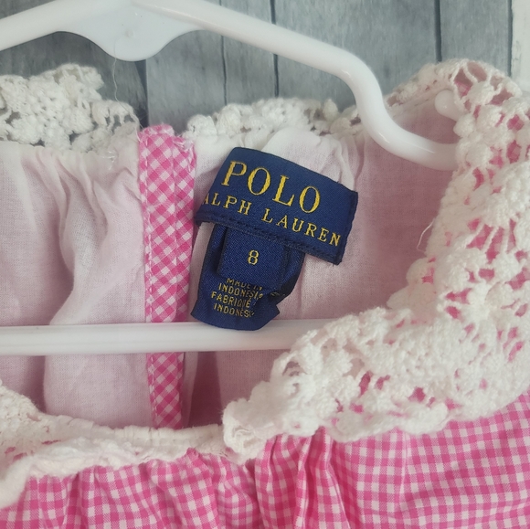 Girls Polo Ralph Lauren Pink Gingham Dress 8 - Picture 4 of 5